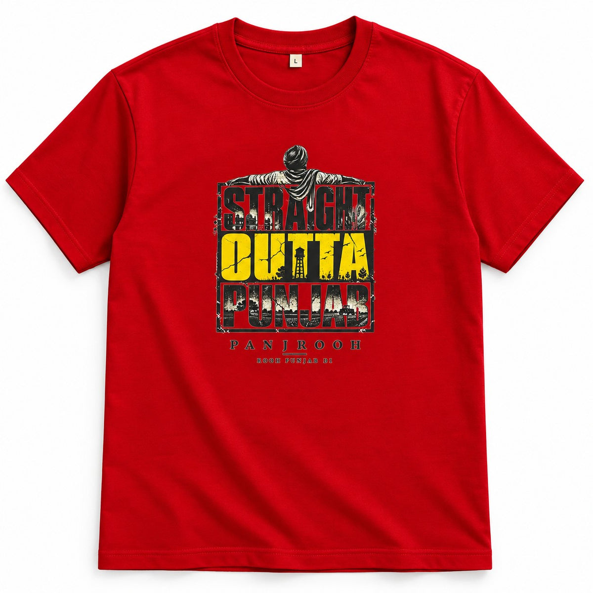 Panjrooh Straight Outta Punjab Punjabi Graphic T-Shirt – Red