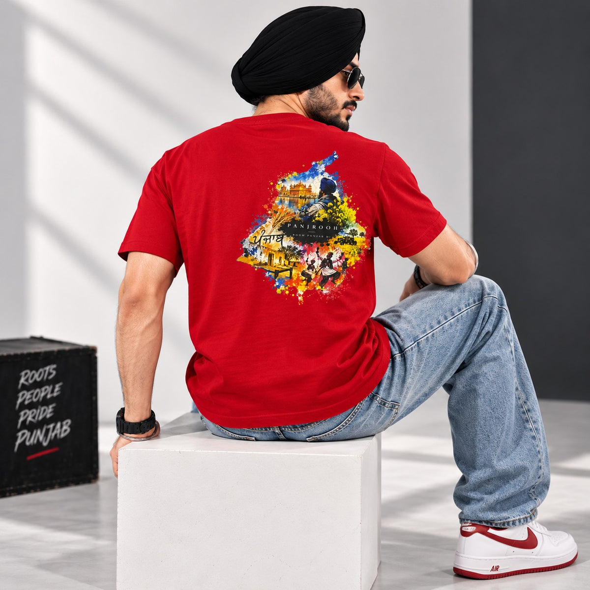 Panjrooh Straight Outta Punjab Punjabi Graphic T-Shirt – Red