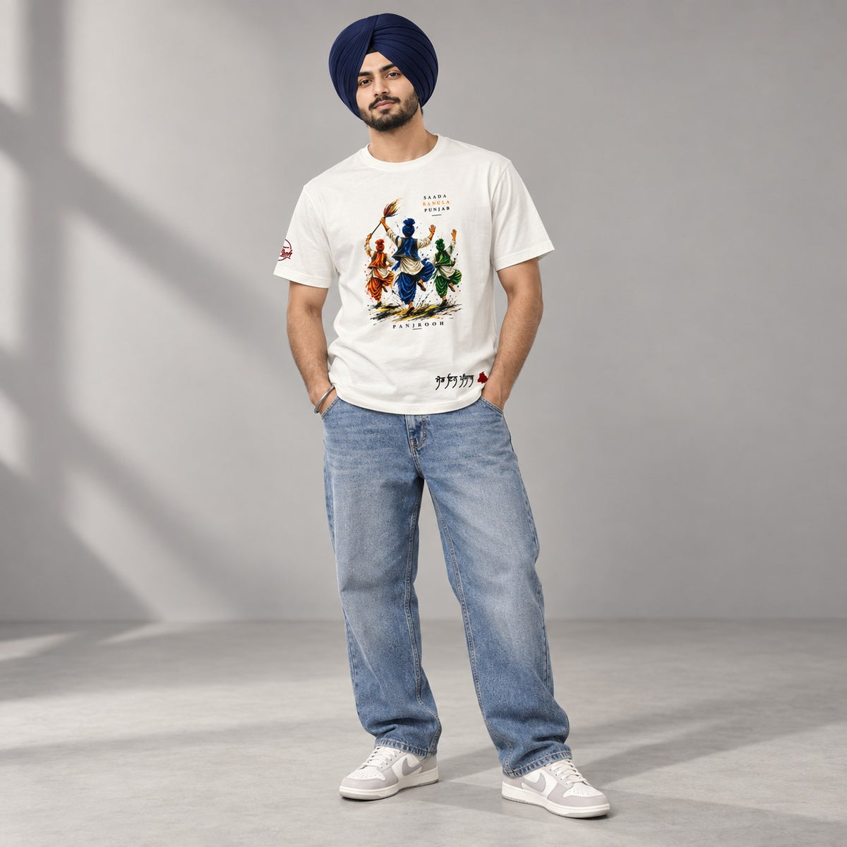 Panjrooh Rangla Punjab Bhangra Graphic T-Shirt – White
