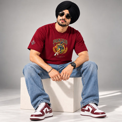 Panjrooh PANJAB Basketball Punjabi Graphic T-Shirt – Maroon