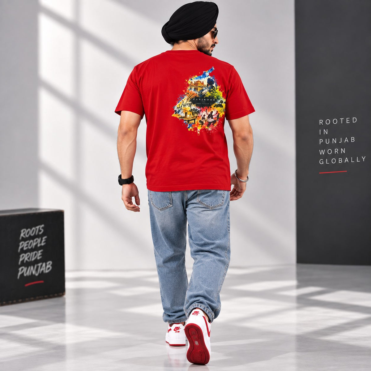 Panjrooh Straight Outta Punjab Punjabi Graphic T-Shirt – Red